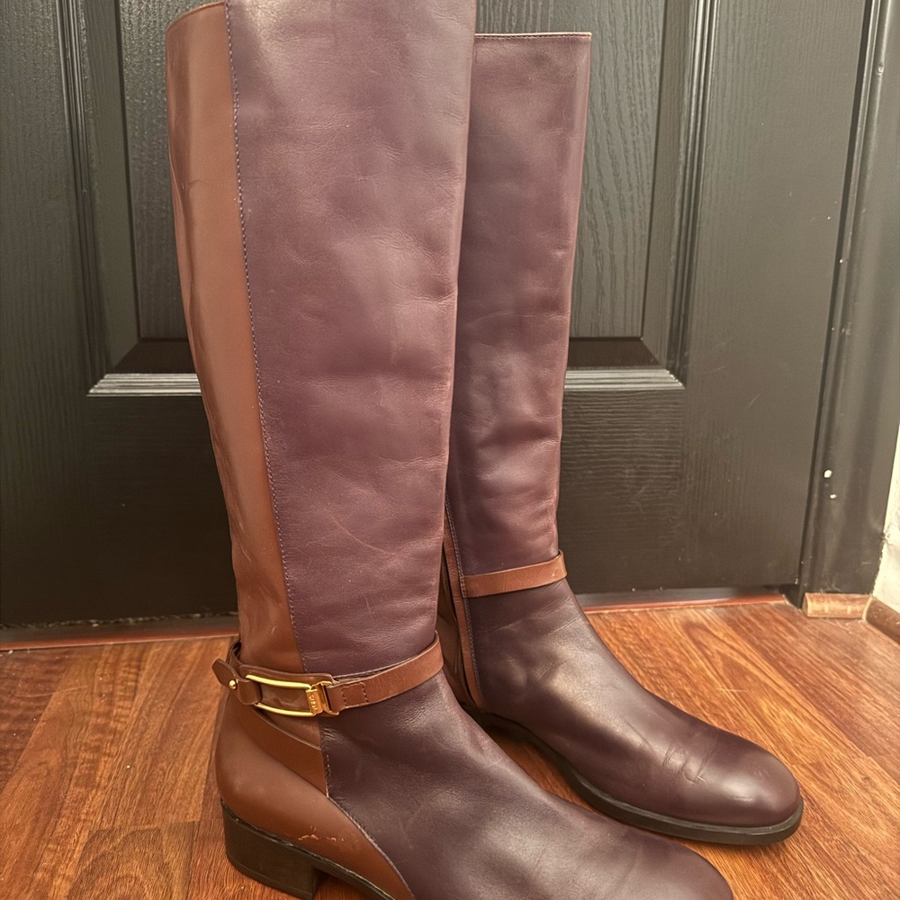 Tod's Purple and Brown Leather Riding Boots